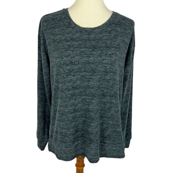 Natori Heathered Gray Jersey Lounge Pullover Sweatshirt Top Crew Luxury Soft Med - Picture 1 of 8